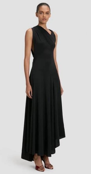 Sleeveless Draped Midi Dress In Black, VICTORIA BECKHAM,