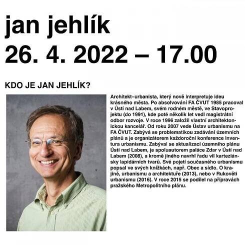 Út 26. 4. – Jan Jehlík – Rukověť urbanismu – hostující přednáška – Technická univerzita v Liberci