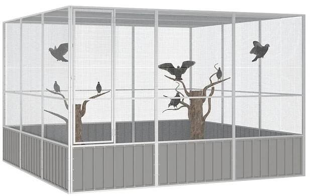 Voliéra z pozinkované oceli 302,5 x 324,5 x 211,5 cm, šedá