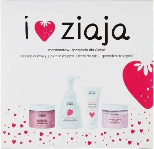 Ziaja I Ziaja Marshmallow tělový peeling 300 ml + tekuté mýdlo na ruce 250 ml + mycí želé 260 ml + krém na ruce 50 ml dárková sada