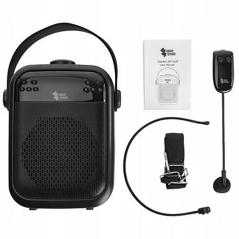 Bezdrátový zesilovač hlasu Mikrofon 25W Spacetronik Bluetooth FM rádio Hloubka výrobku 8.7 cm