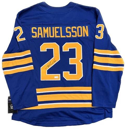 Mattias Samuelsson Signed Sabres Authentic Fanatics Blue Jersey TSE Buffalo 