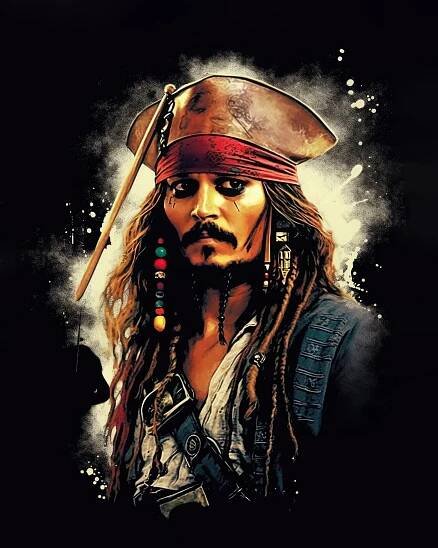 Obrazy na stěnu - Jack Sparrow na černém pozadí