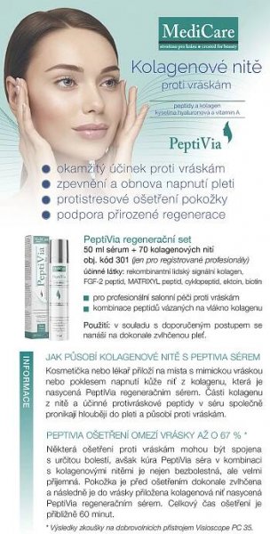 Leták pro zákaznice – Kolagenové nitě a PeptiVia regenerační sérum
