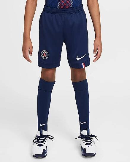 Replika domácích fotbalových kraťasů Nike Dri-FIT Paris Saint-Germain 2025/26 Stadium pro větší děti - Midnight Navy/Bílá