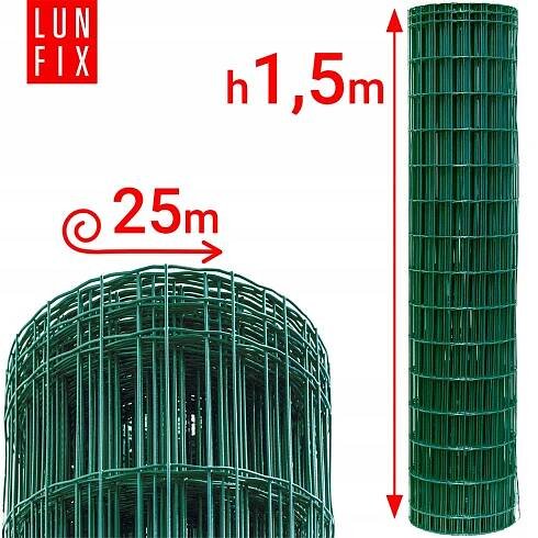 Plotová síť 150 cm svařovaná, potažená PVC H1,5 ZELENÁ 25 m PREMIUM Stav balení originální