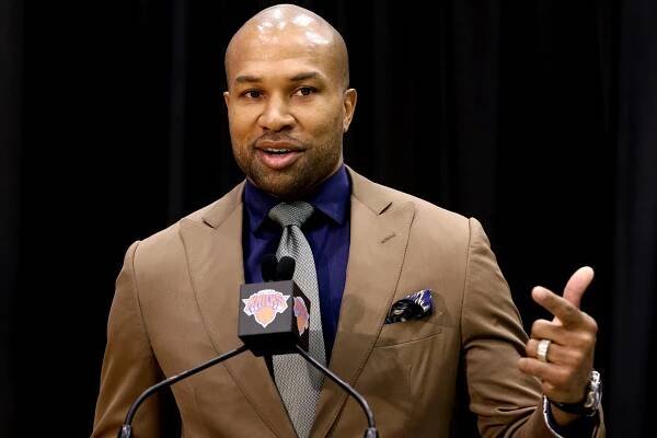 Derek Fisher at Tuesday's press conference introducing him as Knicks coach.