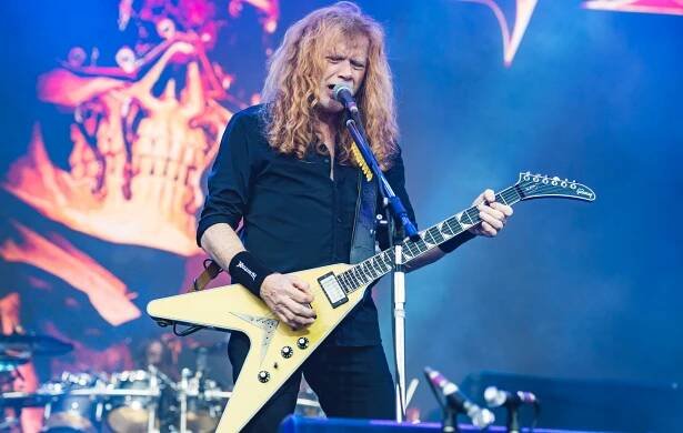 Dave Mustaine of the American thrash metal band Megadeth performs in concert