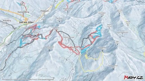 3D zimní mapa lyžařské oblasti Hochfügen - Hochzillertal - Kaltenbach