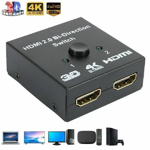HDMI 2.0 HDTV přepínač přepínač rozbočovač obousměrný rozbočovač HDCP 2x1 1x2 vstup výstup 4K