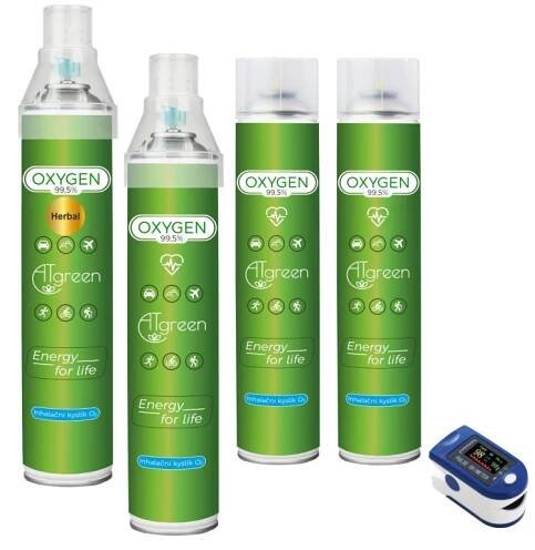 Startovací balíček inhalační kyslík O2 4 ks + pulzní oxymetr