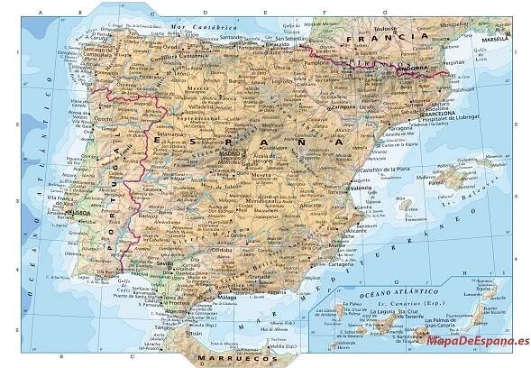 Mapa España topografico