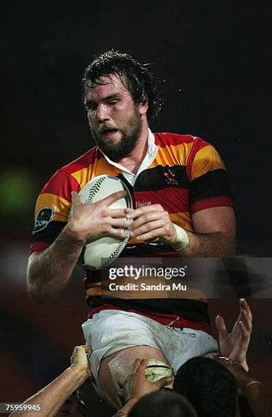Toby Lynn of Waikato takes the ball in the lineout during the Air New Zealand Cup match between Waikato and Southland at Waikato Stadium August 4,...