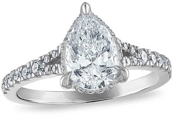 Royal Asscher Platinum 1.77cttw  Royal Asscher Pear Shape Diamond Beatrice Solitaire Engagement Ring