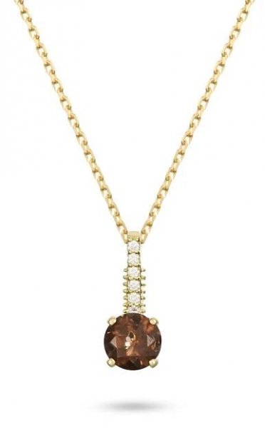 Přívěsek LOEE Palette Diamonds ze žlutého zlata s diamanty a smoky quartz
