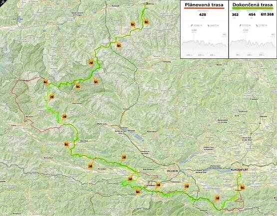 Mapa celé trasy