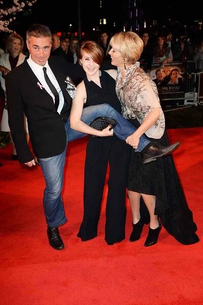 Greg Wise, Gaia Romilly Wise and Emma Thompson attend the Closing Night Gala European Premiere of 'Saving Mr Banks' on the closing night gala during the 57th BFI London Film Festival at The Odeon Leicester Square on October 20, 2013 in London, England. 