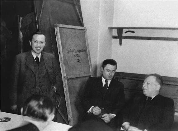 Bílá nemoc - 29.01.1937, Karel Čapek, Otto Rubík, Otokar Fischer (snímek ze zkoušky) Foto: Jaroslav Krejčí