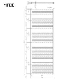 MEREO - Otopný žebřík, rovný, 600x1690 mm, bílý, středové připojení (MT13S)