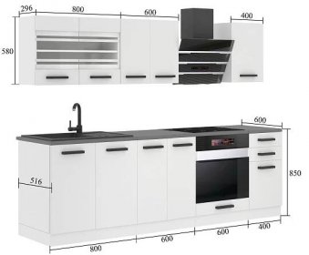 Kuchyňská linka Belini Premium Full Version 240 cm šedý antracit Glamour Wood s pracovní deskou MARGARET Výrobce