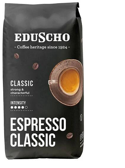 EDUSCHO Intensiv Espresso Classic zrno 1 kg - Italské espresso, Zrnková, Káva, Čaj, káva, kakao, Trvanlivé