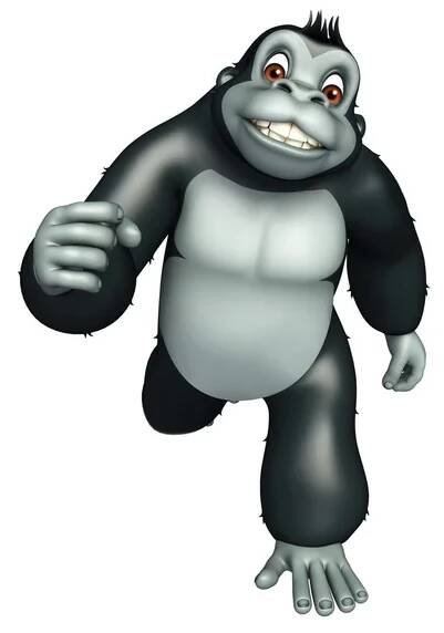Cute Gorrilla funny cartoon character — Stock Image