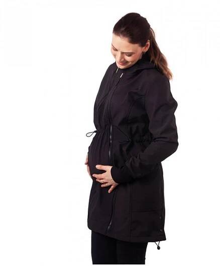 Softshellová NOSÍCÍ bunda Andrea + TĚHOTENSKÁ vsadka, černá