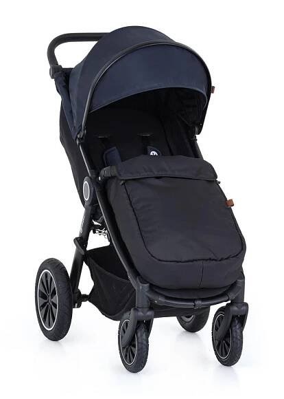 PETITE&MARS Kočárek Street+ Air Black Anthracite Blue Complete + nánožník