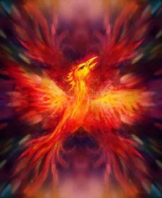 Létající fénix pták jako symbol znovuzrození a nový začátek. — Stock obrázek