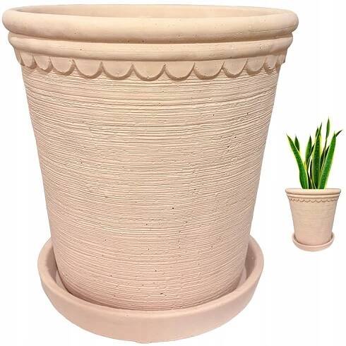 KVĚTINÁČ OBAL 23 cm BETONOVÝ RŮŽOVÝ VELKÝ NA BALKON TERASA DO OBÝVACÍHO POKOJE DOMU