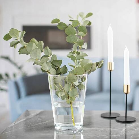 Skleněná VÁZA Flakon na květiny Kytice LAMPION H 19,5 cm Průhledný Průměr 14.2 cm