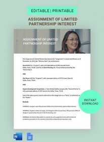 Assignment Of Limited Partnership Interest Template