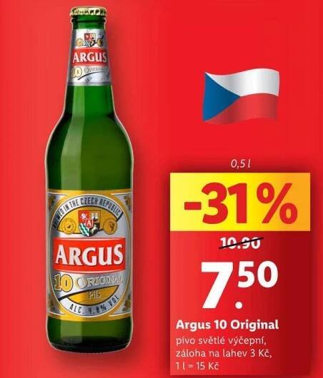 Pivo argus 10 original nabídky v Lidl
