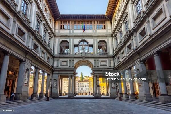 Slavná galerie Uffizi ve Florencii, Itálie - Bez autorských poplatků Galleria Degli Uffizi Stock fotka