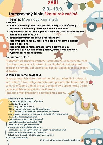 Týdenní plán - Mateřská škola - ZŠ a MŠ Rosovice