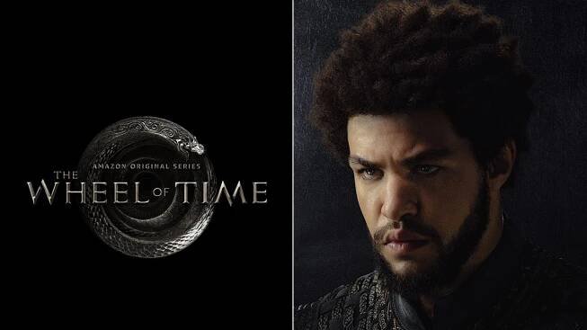 Article featured graphic showing wheel of time logo and headshot of Marcus Rutherford as Perrin