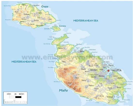 Figure 1 Location map of Malta with the main archaeological sites mentioned in the text marked. Map courtesy of www.embassyworld.com. 