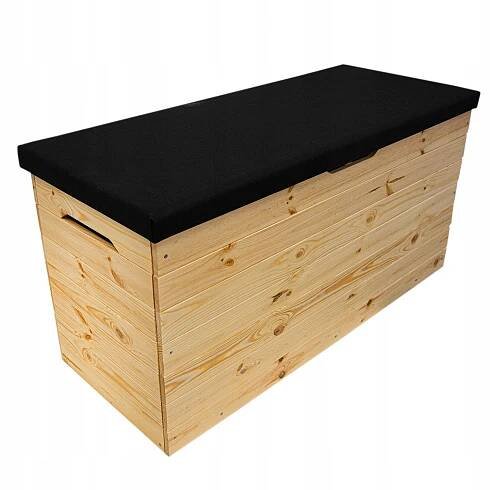 Velká dřevěná zahradní truhla s čalouněním 100x40x50 cm 200L Kufr