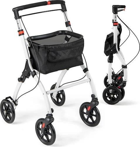 COSTWAY Rollator 5-fold pro domácnost, pomůcka pro chůzi v interiéru, skládací, lehký