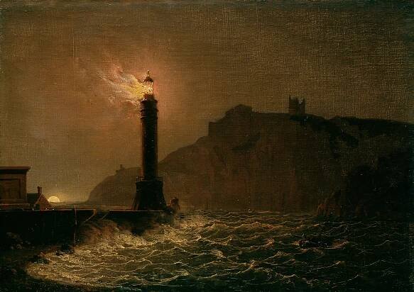 Joseph Wright of Derby: A lighthouse on fire at night | Recent sales | Lowell Libson & Jonny Yarker Ltd