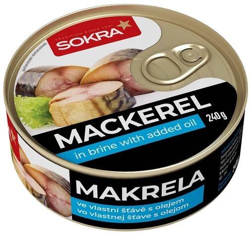 Sokra Makrela ve vlastní šťávě s přídavkem oleje 240g 240g