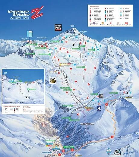 Hintertuxer Gletscher - mapa sjezdovek