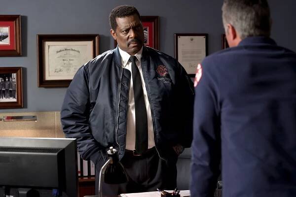 Eamonn Walker as Chief Wallace Boden, Taylor Kinney as Kelly Severide in "Chicago Fire."
