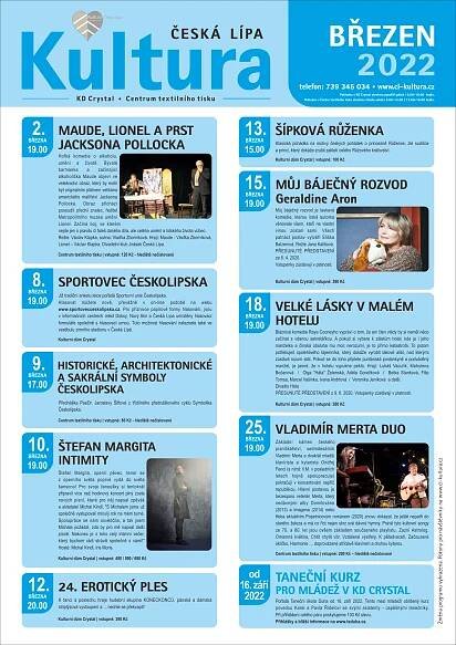 plakát kultura březen 2022, autor: Kultura Česká Lípa, p. o.
