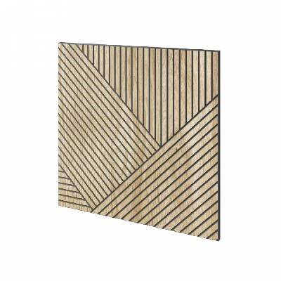 Lamele 3D Lamelový panel GRANADA - DUBOVÁ DÝHA, ČERNÝ podklad MDF, 600 x 600 mm