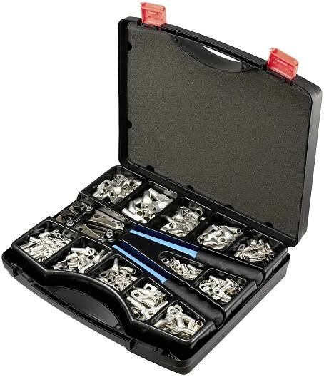 TRU COMPONENTS TC-11894512 Rohrkabelschuh-Sortiment 6 - 50 mm2 mit Crimpzange 6 mm2 50 mm2 stříbrná 281 ks