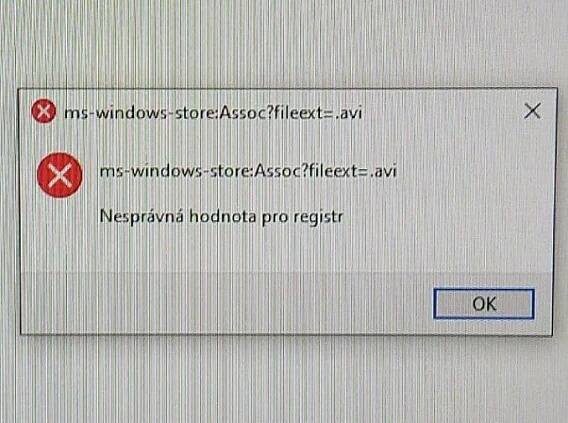 Nesprávná hodnota pro registr
