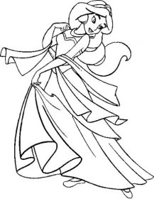 Omalovánka Jasmine princezna s šaty k potisku a vybarvení