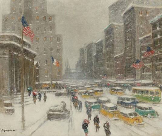 5th Avenue in Winetr | Guy Carleton Wiggins | oil painting