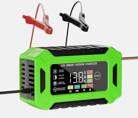 Heavy-Duty Car Battery Charger & Desulfator for AGM/GEL/Lead-Acid Batteries - 12V 150Ah, Fireproof ABS, 110-230V, 6A Output, */*, US Plug, Ideal